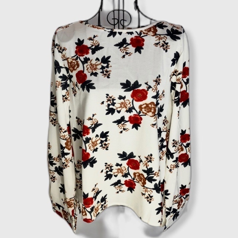 Maison Mascallier Floral Zip-Back Hi-Low Top Size Large NEW